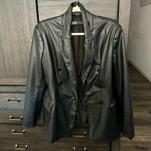 Zara Faux Leather Blazer